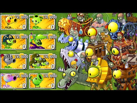 All PEA Plants LEVEL 1000 Power-Up vs All Final Boss - Plants vs Zombies 2 Mod