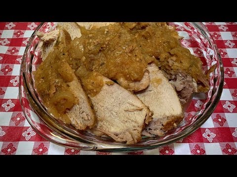 SLOW COOKER PORK LOIN IN APPLE SAUCE!! DUMP & GO CROCK POT MEAL!!