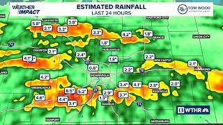 Latest:  How much more rain fell last night over Indiana, plus a tornado near Muncie