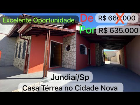 Casa térrea a venda Bairro Cidade Nova em Jundiaí/Sp