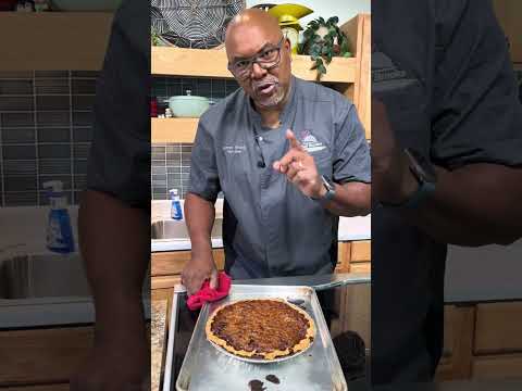 How do I know when my pie is done? Chef Brooks knows... #chocolatepecanpie #recipetips #aboutthedish