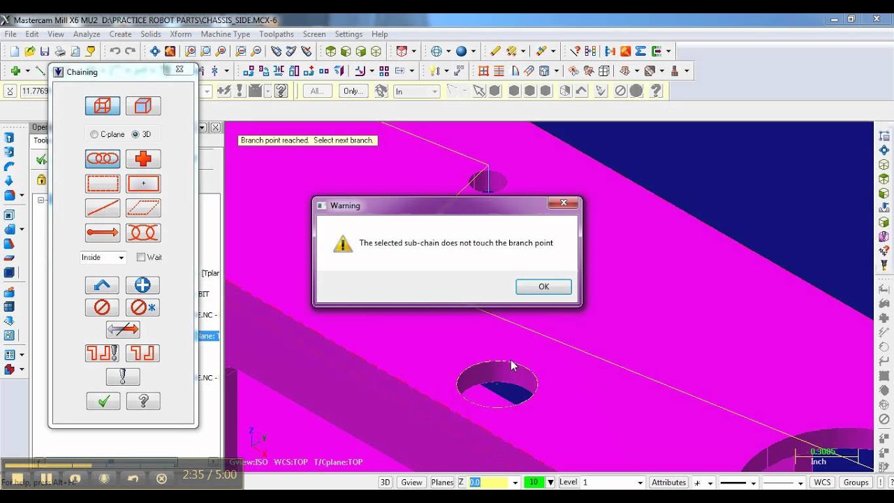 mastercam basic milling lesson 08   selecting contours