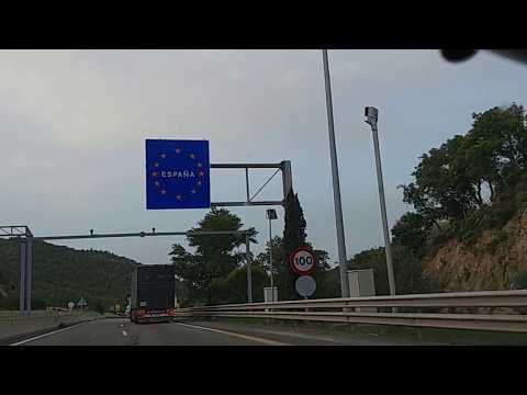 Spain: Highway by car: border between france and spain