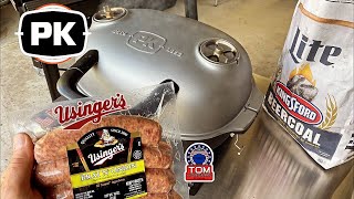 PK GO Portable Charcoal Grill / Smoked And Seared Onion Beer Brats!