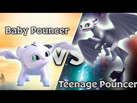 Baby Pouncer vs Teenage Pouncer - Dragons Comparison Showcase | Dragons: Rise of Berk