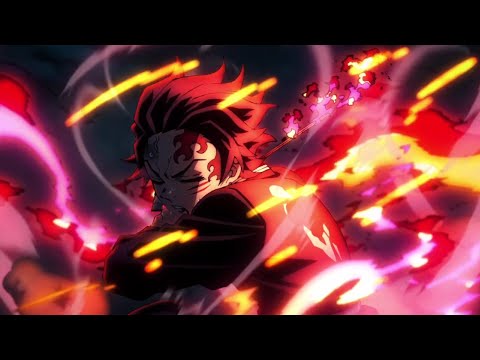 Demon Slayer - Tanjiro vs uppermoon 4 (Hinokami Kagura Dragon Sun Halo Head Dance)