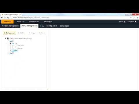 ImpressPages CMS tutorials 02 - menu management