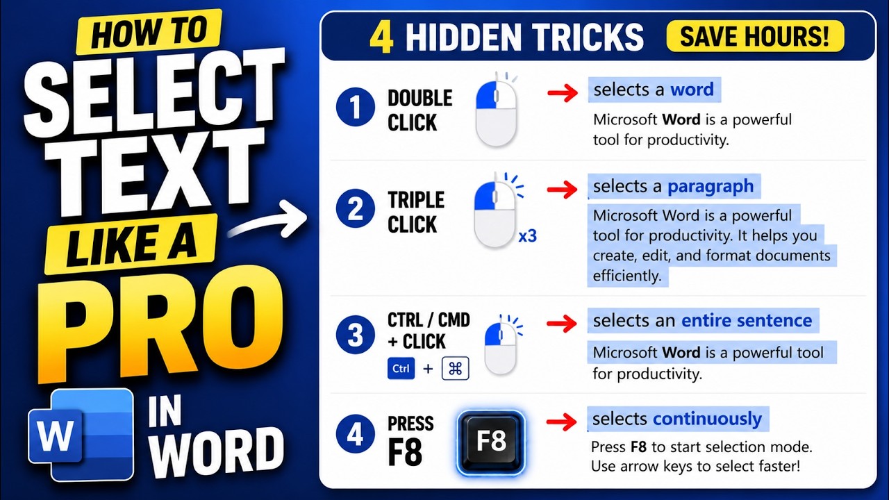 99% of Word Users Don’t Know These Text Selection Tricks!   4k