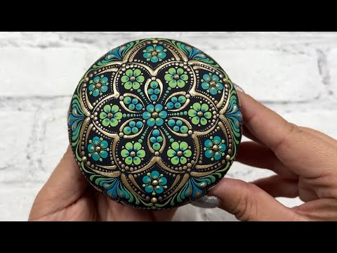 Flower Mandala Stone Painting🥰💙💚✨ Dot Art Tutorial | Relaxing and Satisfying #mandala #dotart #art