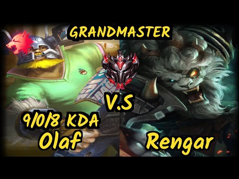SevenArmy (OLAF) vs RENGAR - 9/0/8 KDA JUNGLE GAMEPLAY - EUW Ranked GRANDMASTER v9.6