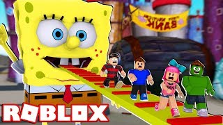 FUJA DO BOB ESPONJA MEGA PERIGOSO no ROBLOX!!! (Escape Spongebob Krusty Krab Obby)