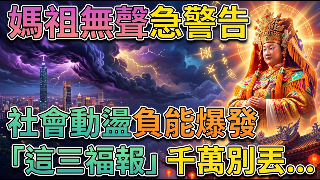 社會動盪負能量大爆發，媽祖開口無聲警告，這三種福報千萬不能丟掉！ #媽祖 #正能量 #消業障 #累積福報 #社會動盪 #趨吉避凶