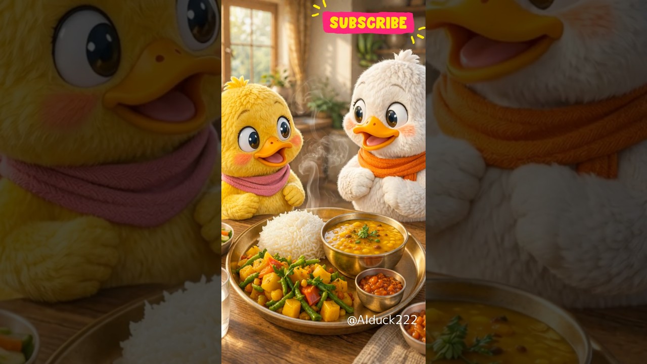 Yellow duckling gets breakfast surprise from white duck #adorable #duck #animals