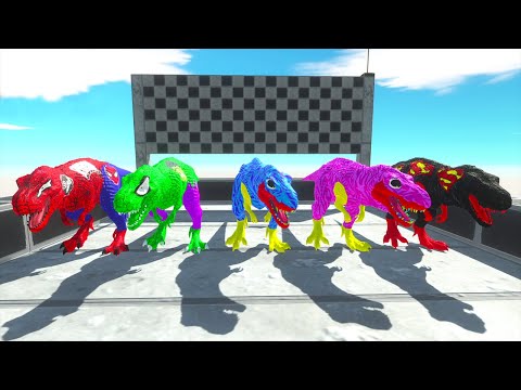 Team Hulk & Spiderman T-rex Dinosaurs Superhero Champion Race Hunting found Jurassic world evolution