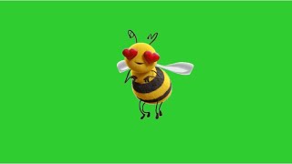 Animated cartoon bee flying  green screen (only fr