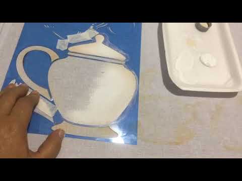 Stencil Litoarte ST-339 e ST-340, tintas Acrilex e tecido Estilotex