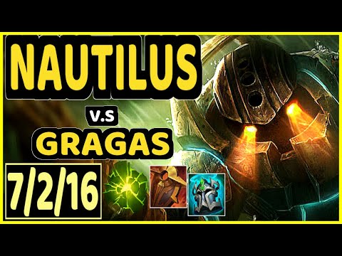 NAUTILUS vs GRAGAS - 7/2/16 KDA BOTTOM SUPPORT GAMEPLAY - EUW Ranked GRANDMASTER