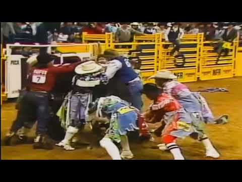 The most insane Bull Ride I have ever seen! Tuff Hedeman hung up & helped in true Cowboy Spirit!