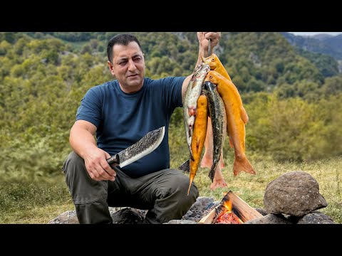 Fresh River Trout Cooked Over Open Fire π₯π β Mountain Wild Catch!