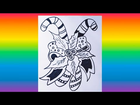 Christmas candy Canes Drawing|Easy Candy Canes Drawing outline  for beginners
