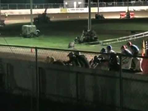 2010  QUEENSLAND SIDECAR TITLE.NORTH BRISBANE SPEEDWAY HUGE ROLLOVER ON LAST LAP OF FINAL.