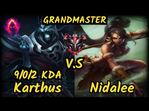 Cuzz (KARTHUS) vs NIDALEE - 9/0/2 KDA JUNGLE GAMEPLAY - KR Ranked GRANDMASTER