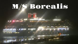 cruise ship M/S Borealis leaving Tallinn at night