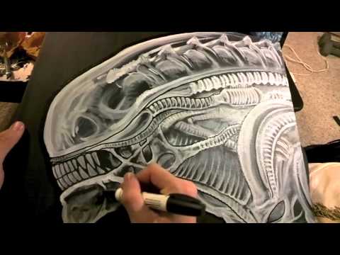Giger's Alien Painting Time-Lapse Through Google Glass