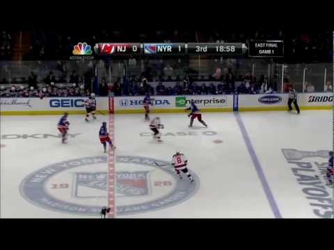 Dan Girardi goal. New Jersey Devils vs NY Rangers Game 1 5/14/12 NHL Hockey