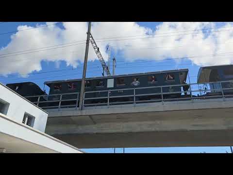Dampfzug über die Eisenbahnbrücke in Brugg AG/Am Tag der offenen Tore im Bahnpark Brugg