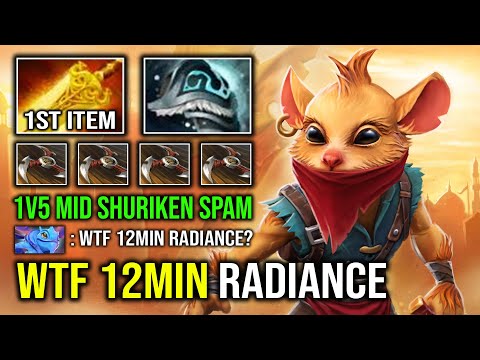 WTF 12Min Radiance 1v5 Jinada Solo Mid Bounty Hunter Unlimited Shuriken Toss Skill Spam Dota 2
