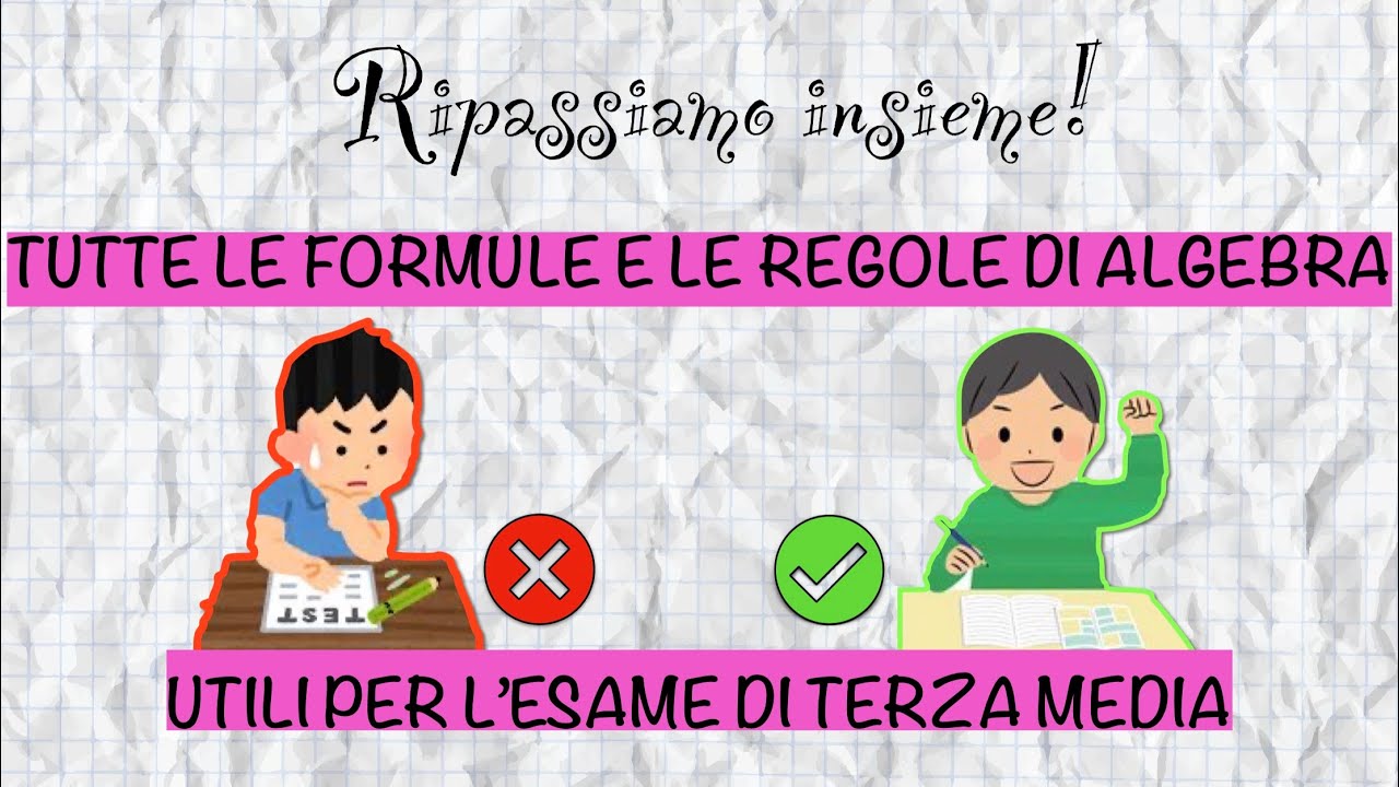 TUTTE le FORMULE e le REGOLE di ALGEBRA per l’esame di terza media - matematica