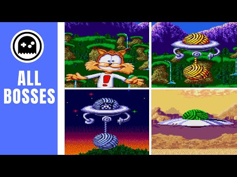 Bubsy in Claws Encounters of the Furred Kind (SNES) - All Bosses - (No Damage)