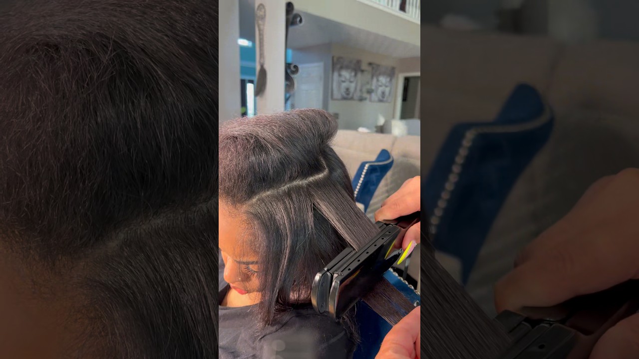 Curly Hair Transformation! ✨ Silk Press & Trim - SO Sleek!