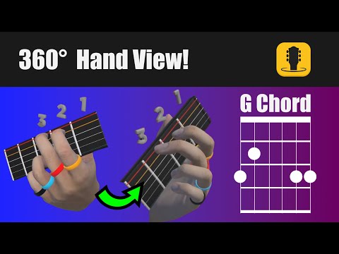 How To Play G Major Chord On Guitar - 3D & 360° Hand View