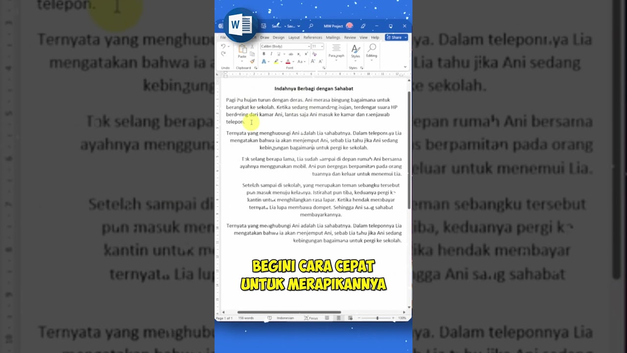 Cara Auto Rapi Paragraf di Word