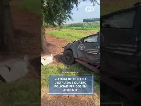 Viatura do DOF capota após acidente no MS e quatro policiais ficam feridos