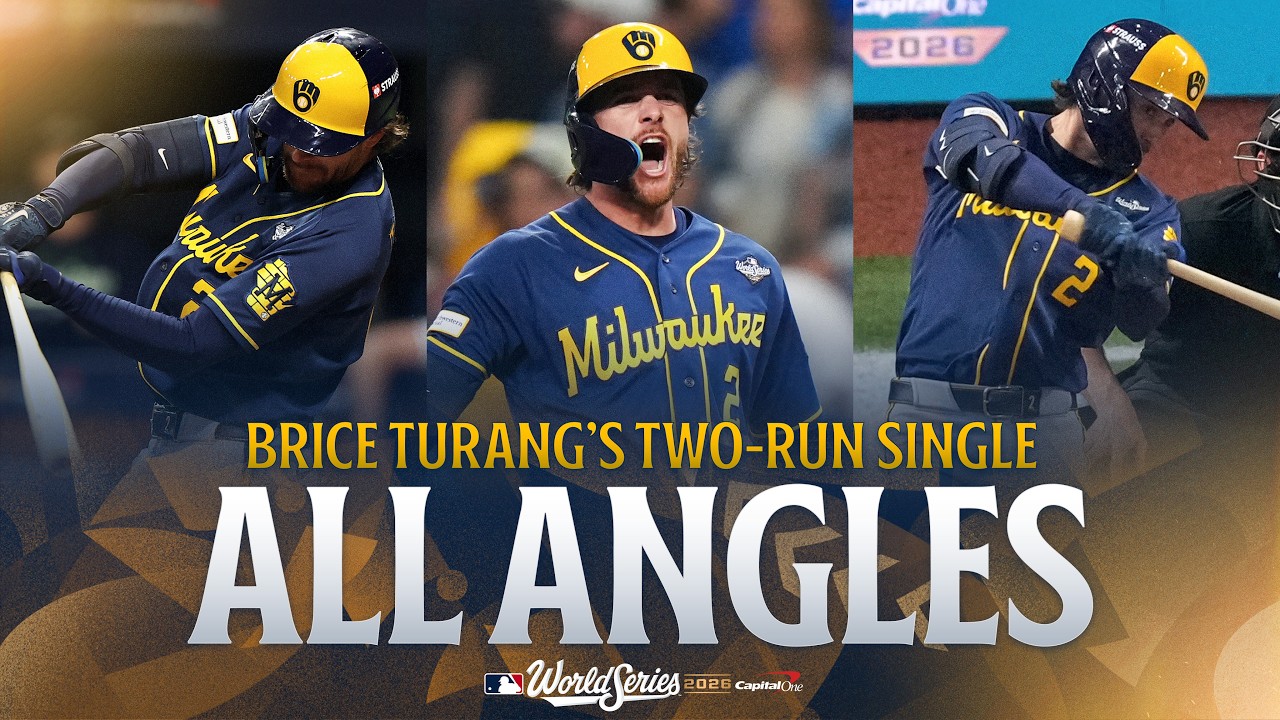 ALL ANGLES of Brice Turang's RALLY-STARTING 2-run single in World Series Game 3 for the Brewers!