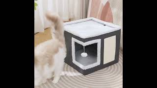 Domeček pro kočky 41x41cm šedý rohový