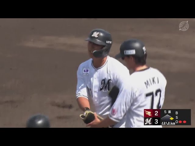 【ファーム】マリーンズ・山口航輝 ショートへのタイムリー内野安打で勝ち越しに成功!! 2024年6月8日 千葉ロッテマリーンズ 対 東北楽天ゴールデンイーグルス