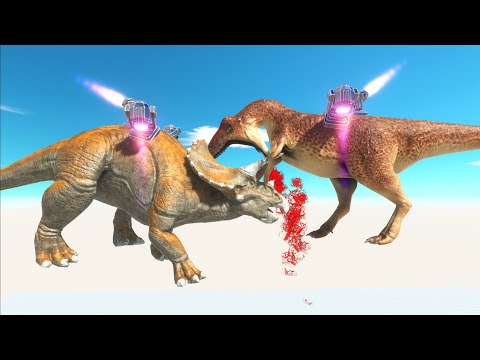 Jetpack Fighting Carnivore vs Herbivore Dinosaur - Animal Revolt Battle Simulator