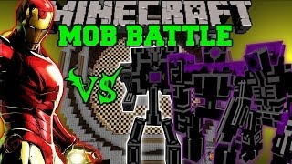 IRON MAN VS ROBO WARRIOR, POUNDER, & GUNNER - Minecraft Mod Battle - Mob battles - Superhero Mods