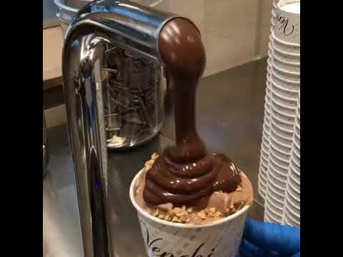 Chocolate Ice cream Bathed In Chocolate Fountain Is So Much Droling 😍 #icecreamlover#whatsappstatus