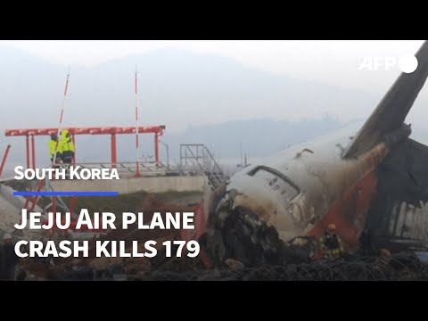 Recovery teams work on site of Jeju Air plane crash that kills 179 | AFP