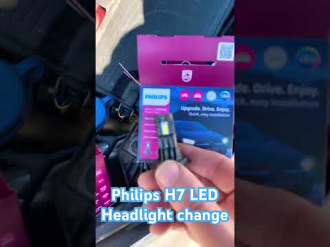 Philips LED HL H7 Ultinon Access headlight bulb install on w176 Mercedes A Class  #w176 #mercedes