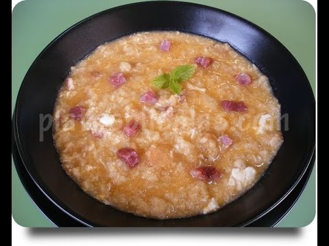 Sopa de pan con jamón