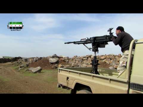 استهداف معاقل داعش برشاش 14.5 من قبل قوات شباب السنة في ريف درعا الغربي ضمن معركة السيطرة عليها منهم