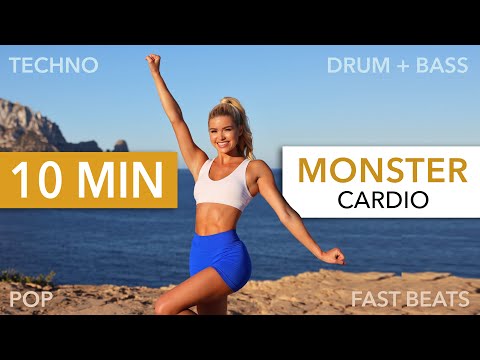 10 MIN MONSTER CARDIO - SMILE GUARANTEE I + Standing Abs I Fast Beats, Drum & Bass, Techno, Pop