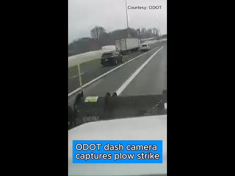 ODOT dash camera captures plow strike on I-77 in Stark County