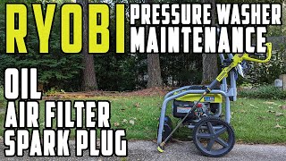 How to change Oil, Spark Plug & Air Filter on a Ryobi Pressure Washer  -  (Honda Engine Maintenance)